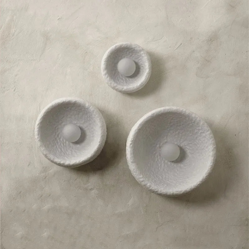 Japanese-style minimalist wall lamp with resin shade in three diameter sizes