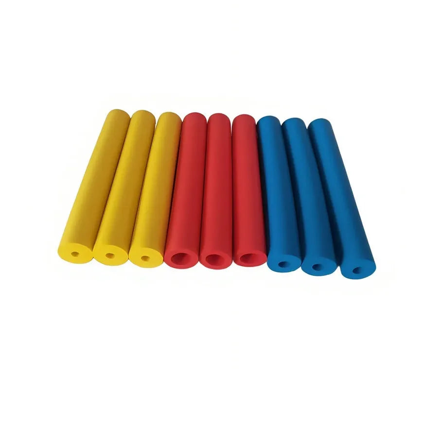 Rubber grip hose set showing 10mm and 18mm inner diameter options for utensil and pen grip enhancement
