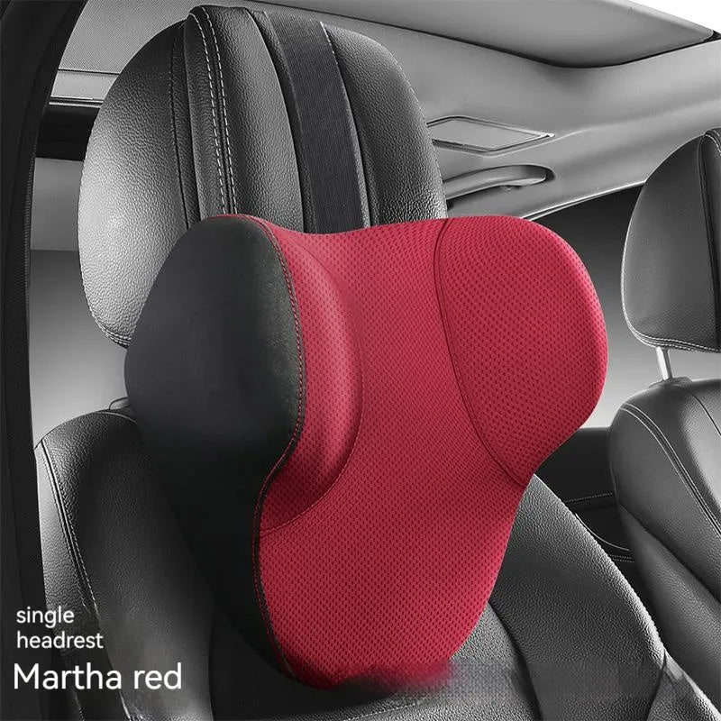 Memory foam car lumbar support and headrest pillow set in knitted fabric with six colour options
