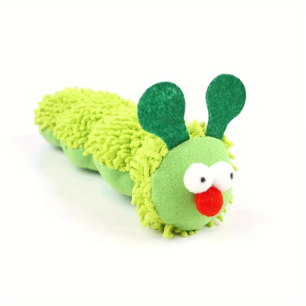 Green plush interactive cat toy pillow measuring 24cm with electronic sports design