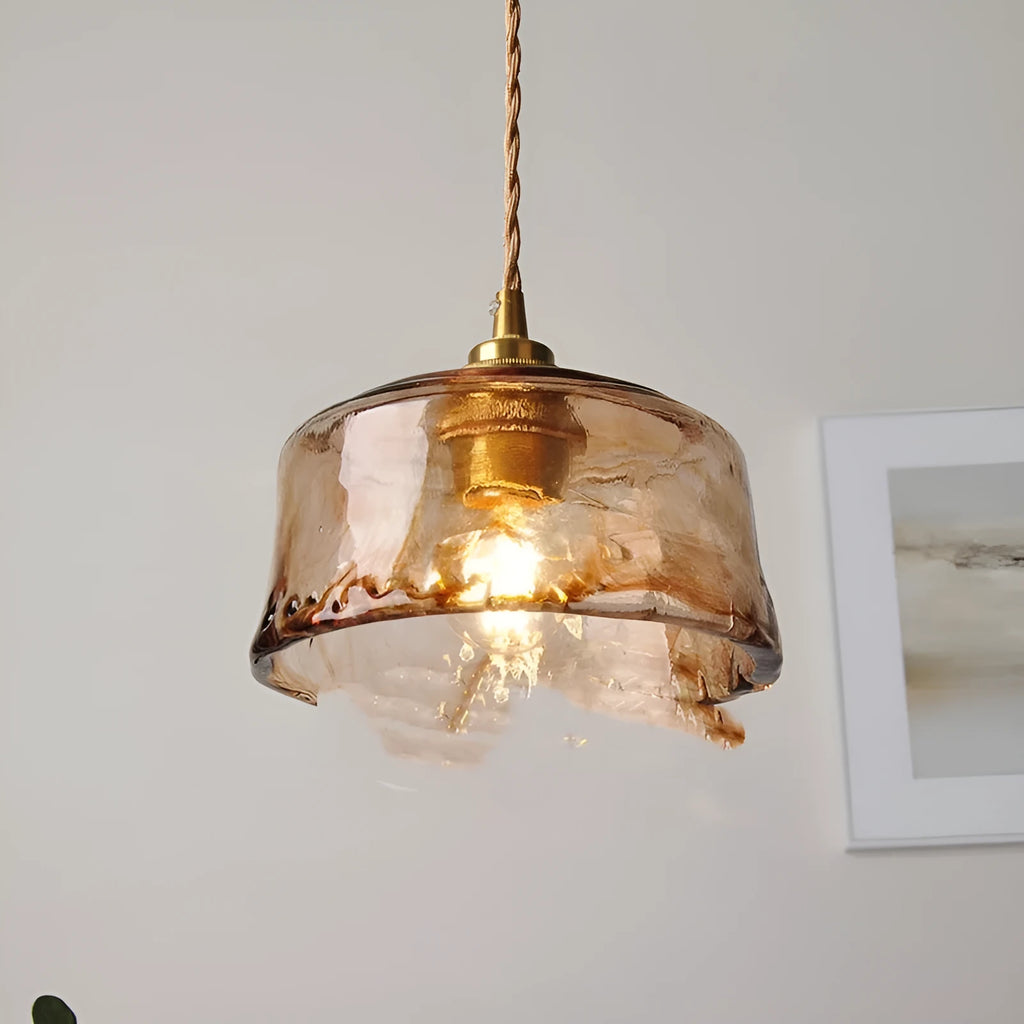 Nordic retro style brass and glass pendant chandelier with large hole design for commercial bars and restaurants