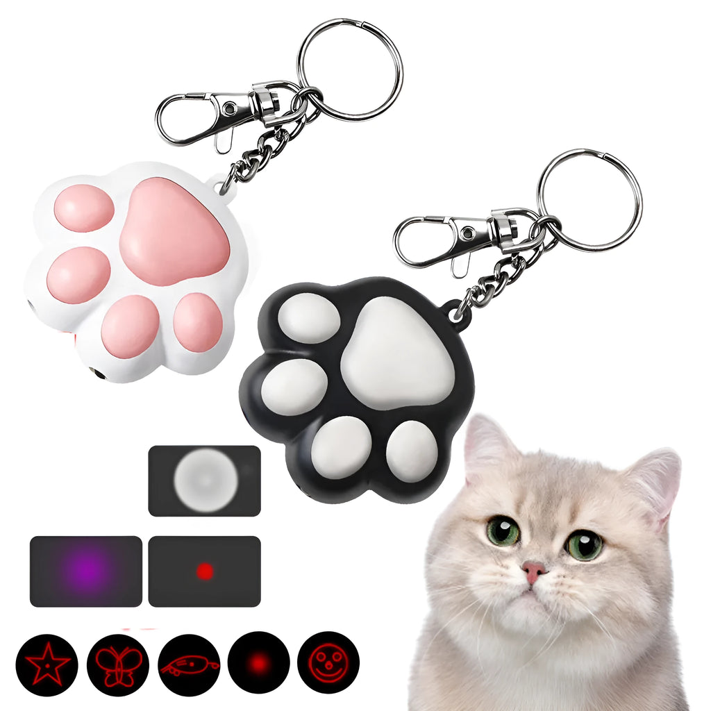 USB rechargeable infrared cat teaser toy and keychain torch in black or pink