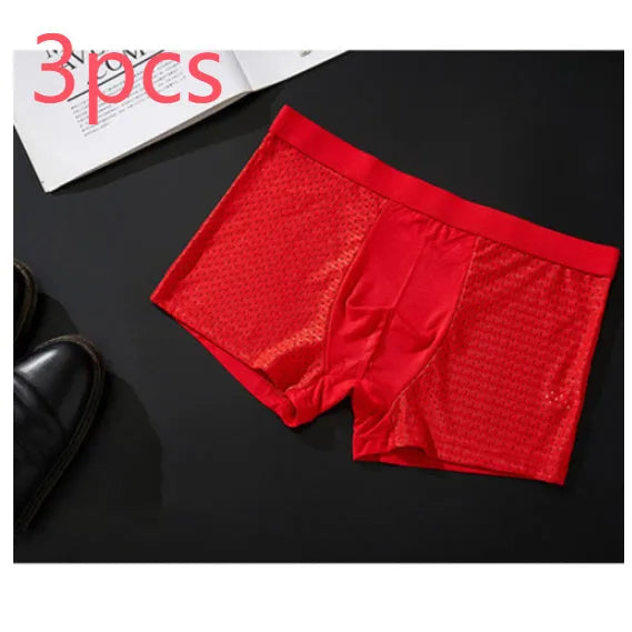 Men's solid colour modal boxer briefs with a U-convex design on a mid-waist.