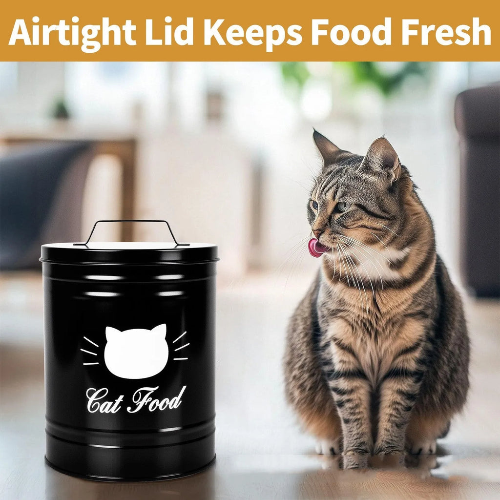 Round black iron storage canister with lid for dry food organisation, 301-500ml capacity