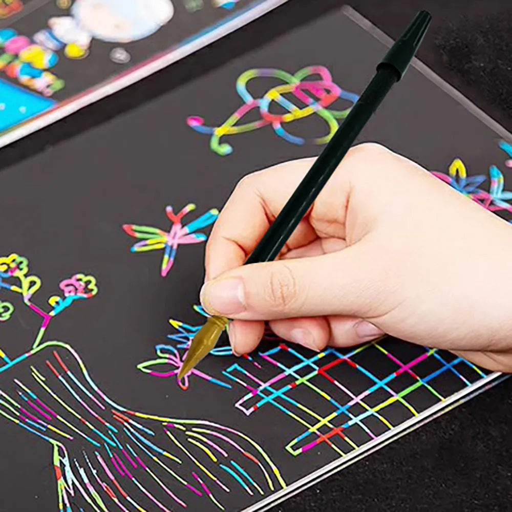 PS plastic scratch art pen for children's drawing activities on scratch paper