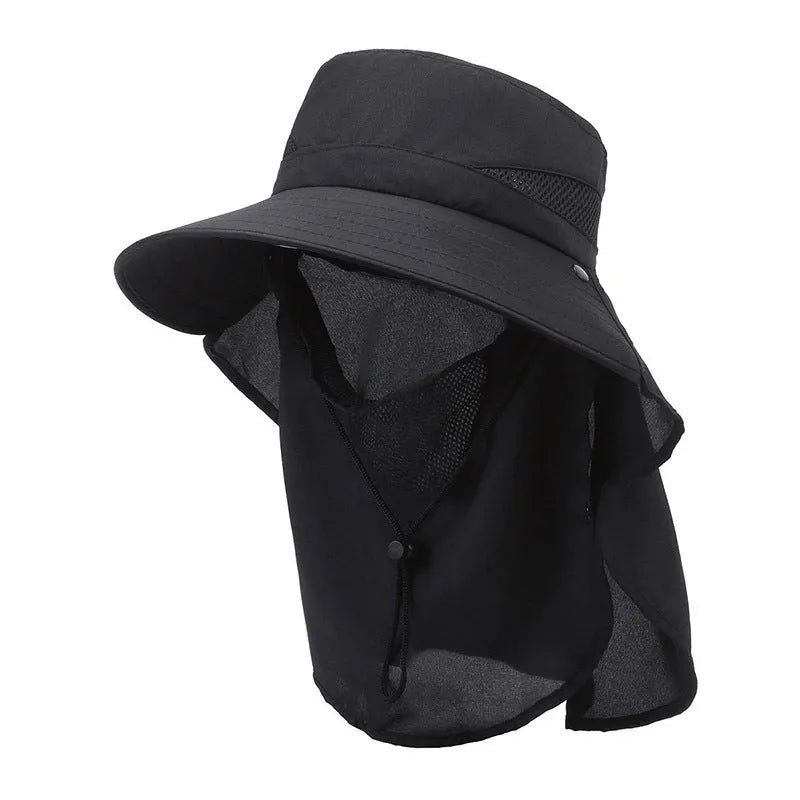 Men's wide brim adjustable fisherman sun hat in polyester fabric.