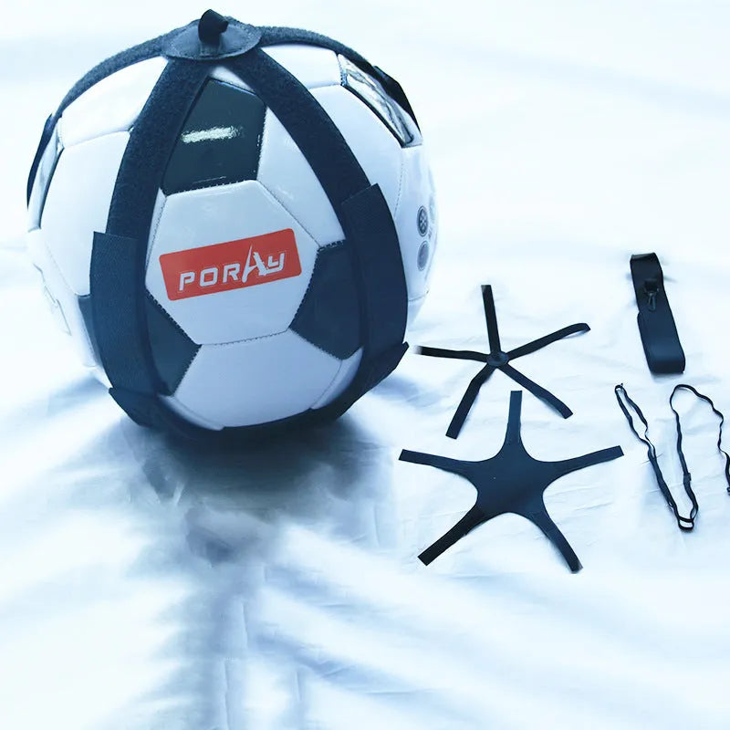 Black football juggling belt with rotating mechanism for ball control training