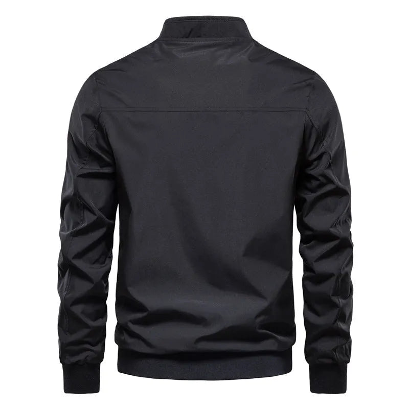 Men's thin casual jacket in polyester fibre showing dark blue, black and army green colour options