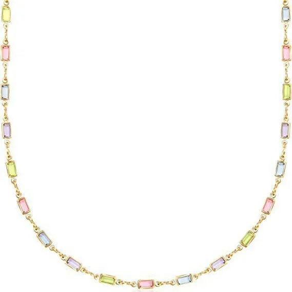 Ladies' geometric crystal necklace with alloy chain and glass accents in random colours