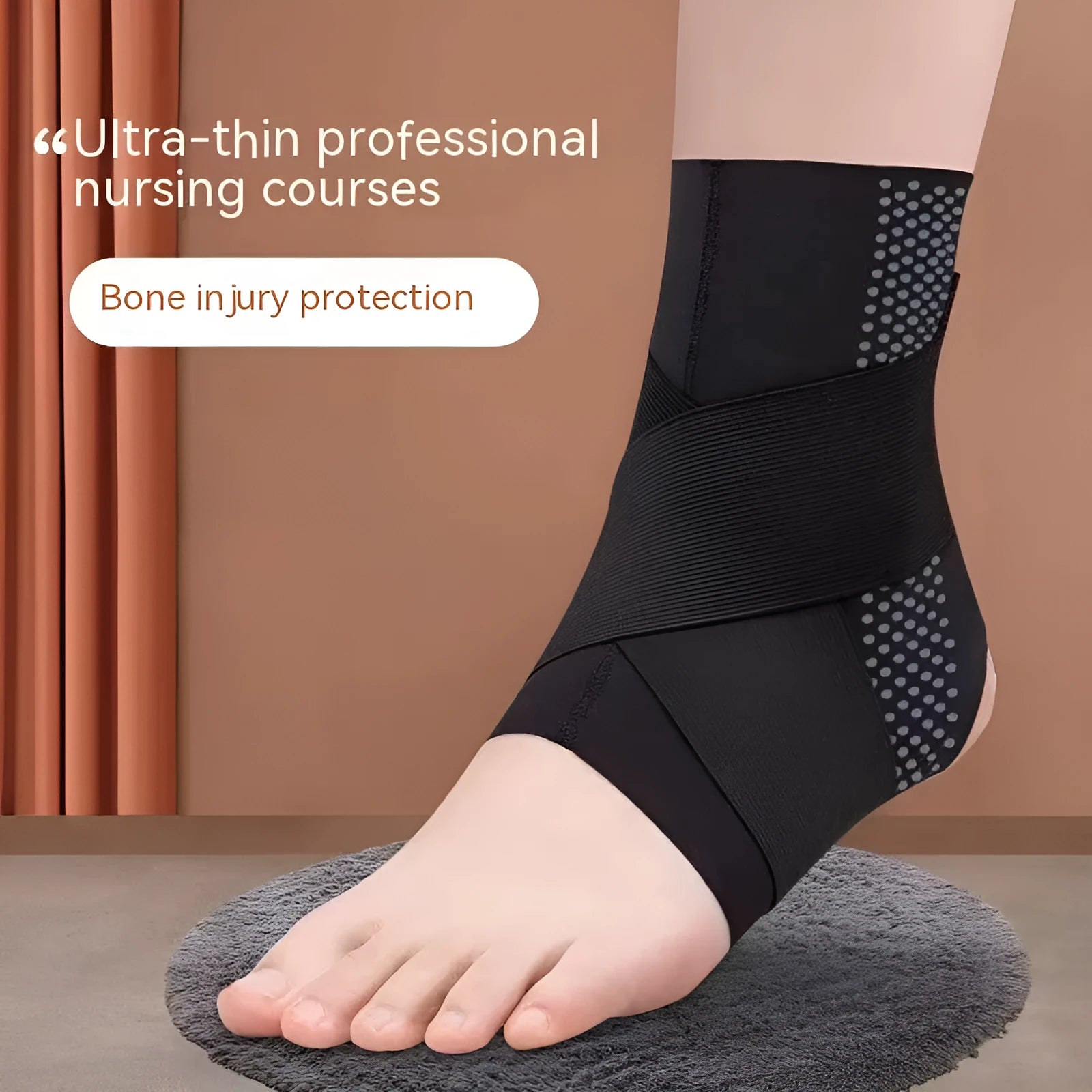 Lycra ankle support brace with anti-kick protection panel in black colour