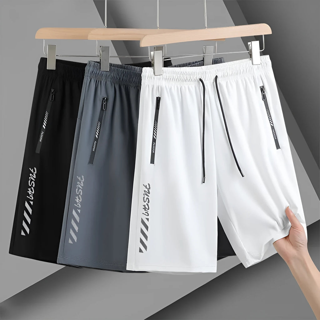 Men's quick-dry loose fit sports shorts in black grey white colours