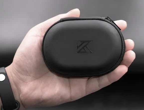 Black oval leather earphone storage bag with zip closure for EDX PRO and compatible models