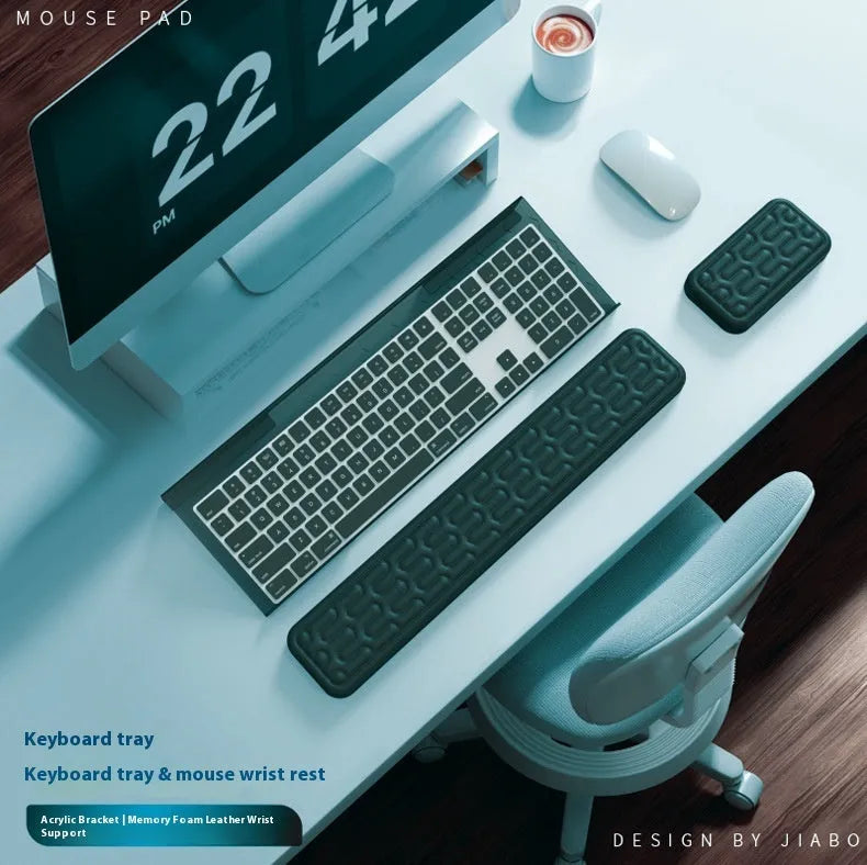 Double-sided ergonomic mouse pad with memory foam wrist rest on a resin base, shown in a solid colour.