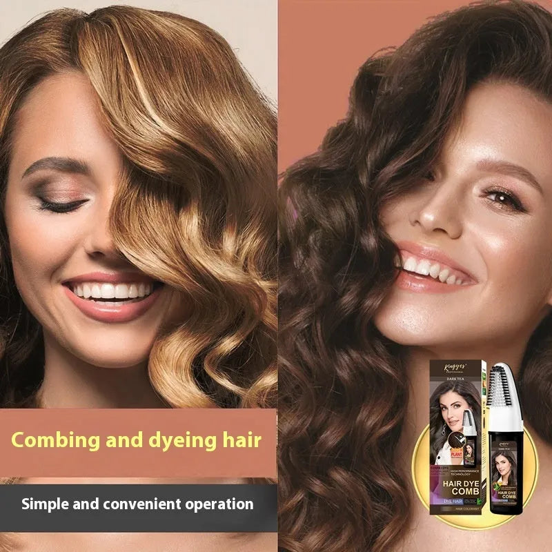 Three tubes of hair dye cream in brown, dark brown and wine red colours for at-home hair colouring