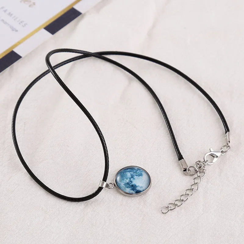 Christmas constellation glass pendant necklace with luminous alloy chain in one of ten colour options