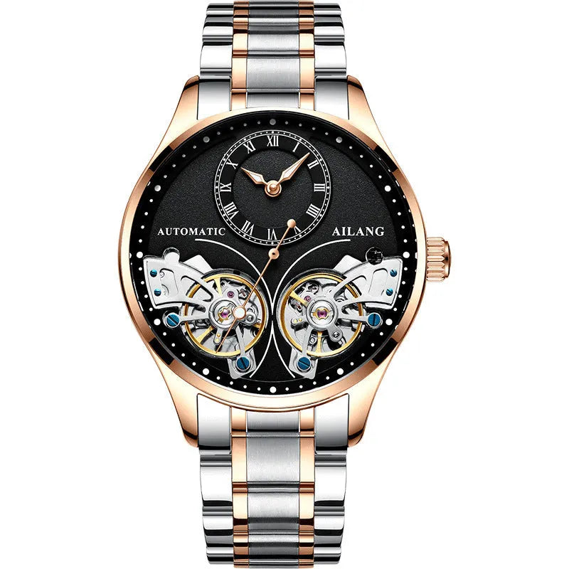 Seiko automatic men's watch with titanium case, tourbillon and moon phase complications on round face
