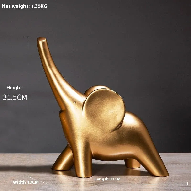 Modern resin elephant ornament in rose gold or white finish, available in large and small sizes