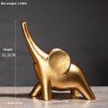 Modern resin elephant ornament in rose gold or white finish, available in large and small sizes