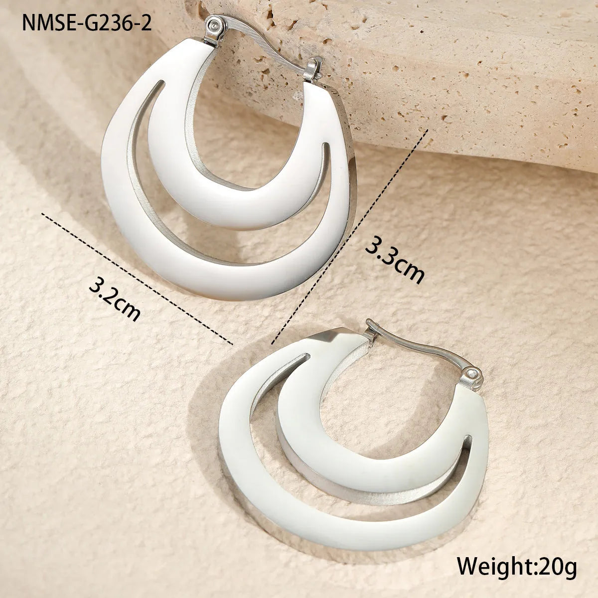 Geometric French earrings with 18K gold plating on stainless steel in minimalist round ring design