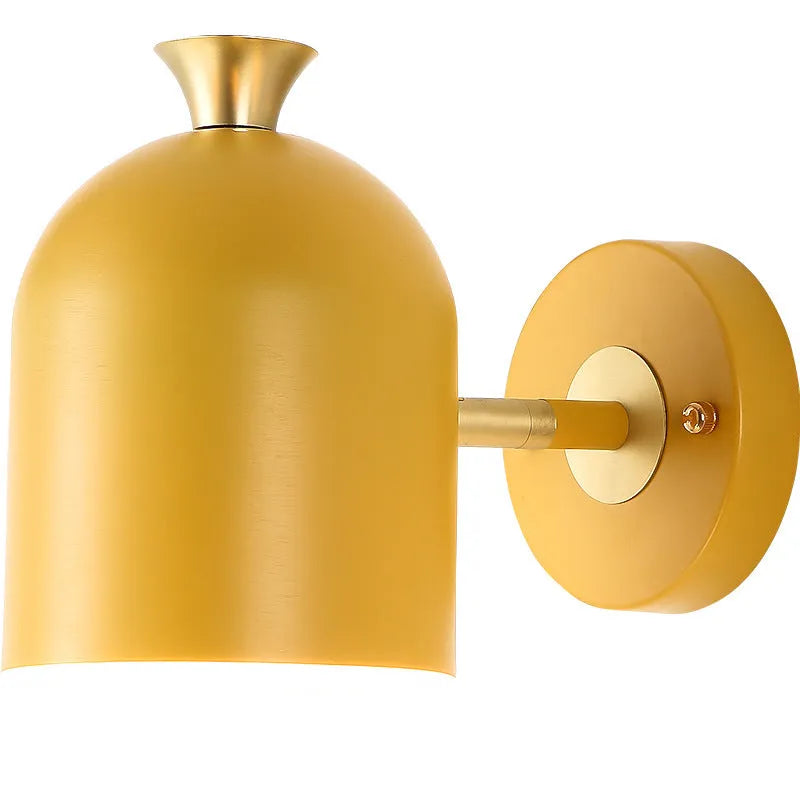 Single-head aluminium wall lamp with LED mirror front in blue, green, pink, or yellow light colour options