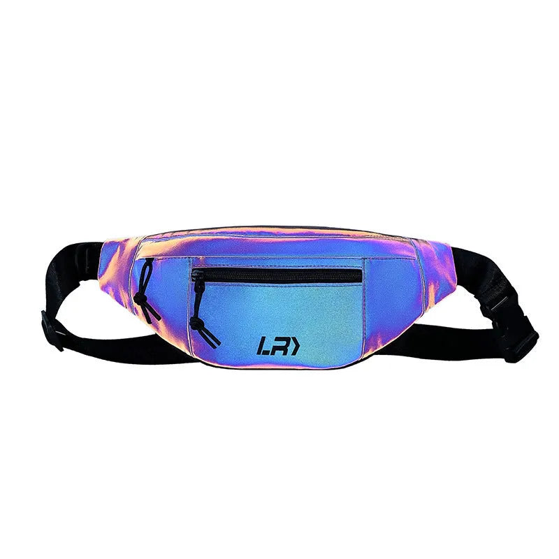 Blue reflective crossbody cycling bag with soft handle and open pocket design