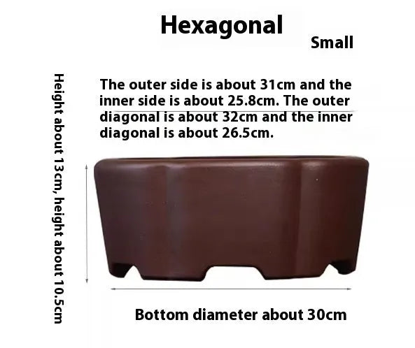 Square purple clay succulent bonsai pot in classical style on tabletop