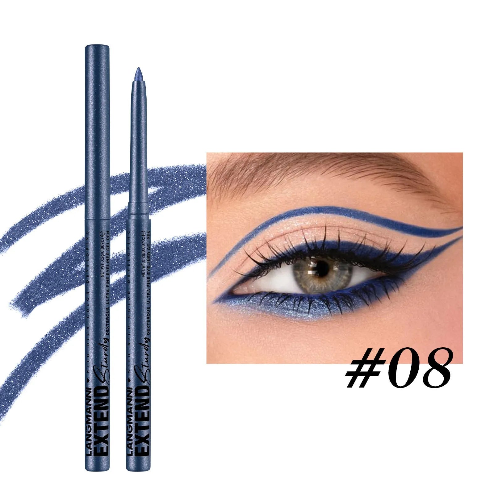 Set of 12 colourful gel glitter eyeliner pencils in waterproof formula for multi-purpose makeup