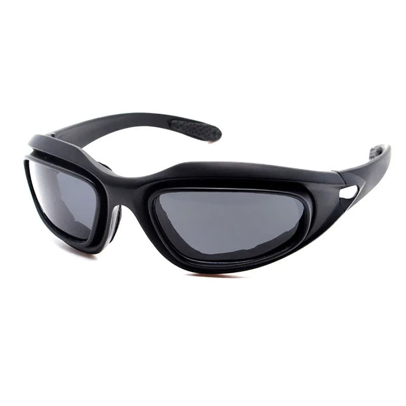 Tactical polarised sunglasses with sports full rim frame for outdoor cycling.