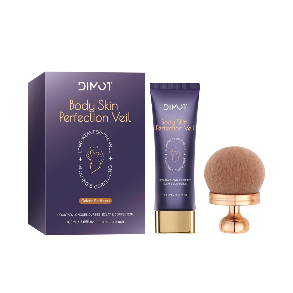 Waterproof body concealer cream bottle with application brush for tattoo and birthmark coverage