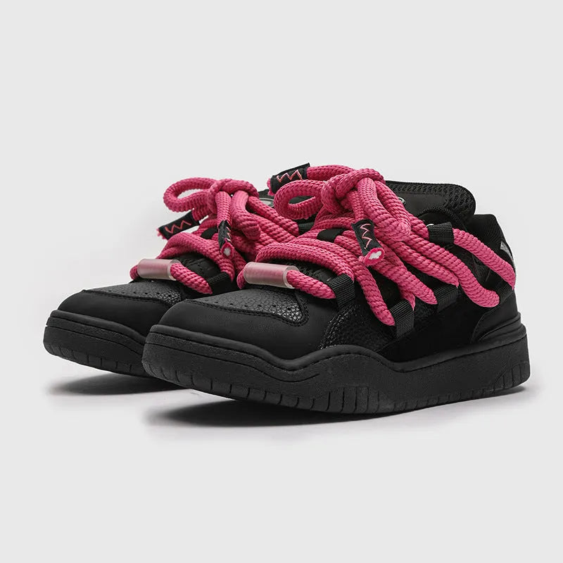 Casual lace-up shoes with thick rubber sole and breathable mesh upper in multiple colour options
