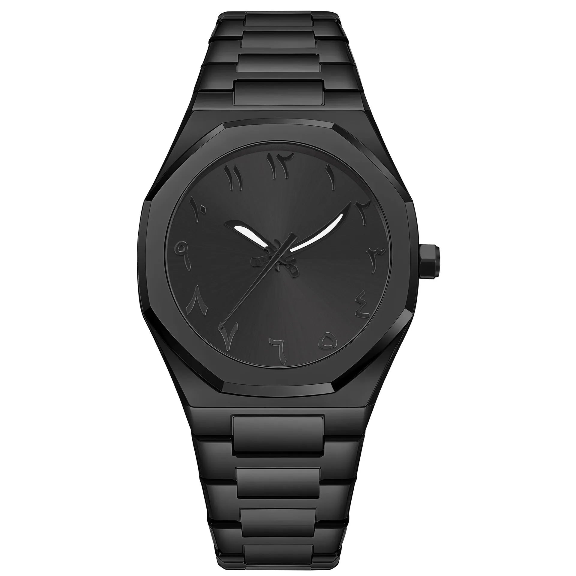 Men's business casual quartz watch with stainless steel band showing 10mm thickness