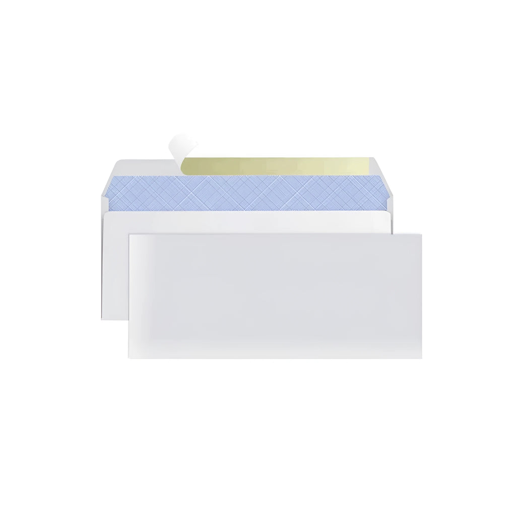 Blue anti-opening confidential envelope with self-adhesive security packaging measuring 105x240mm