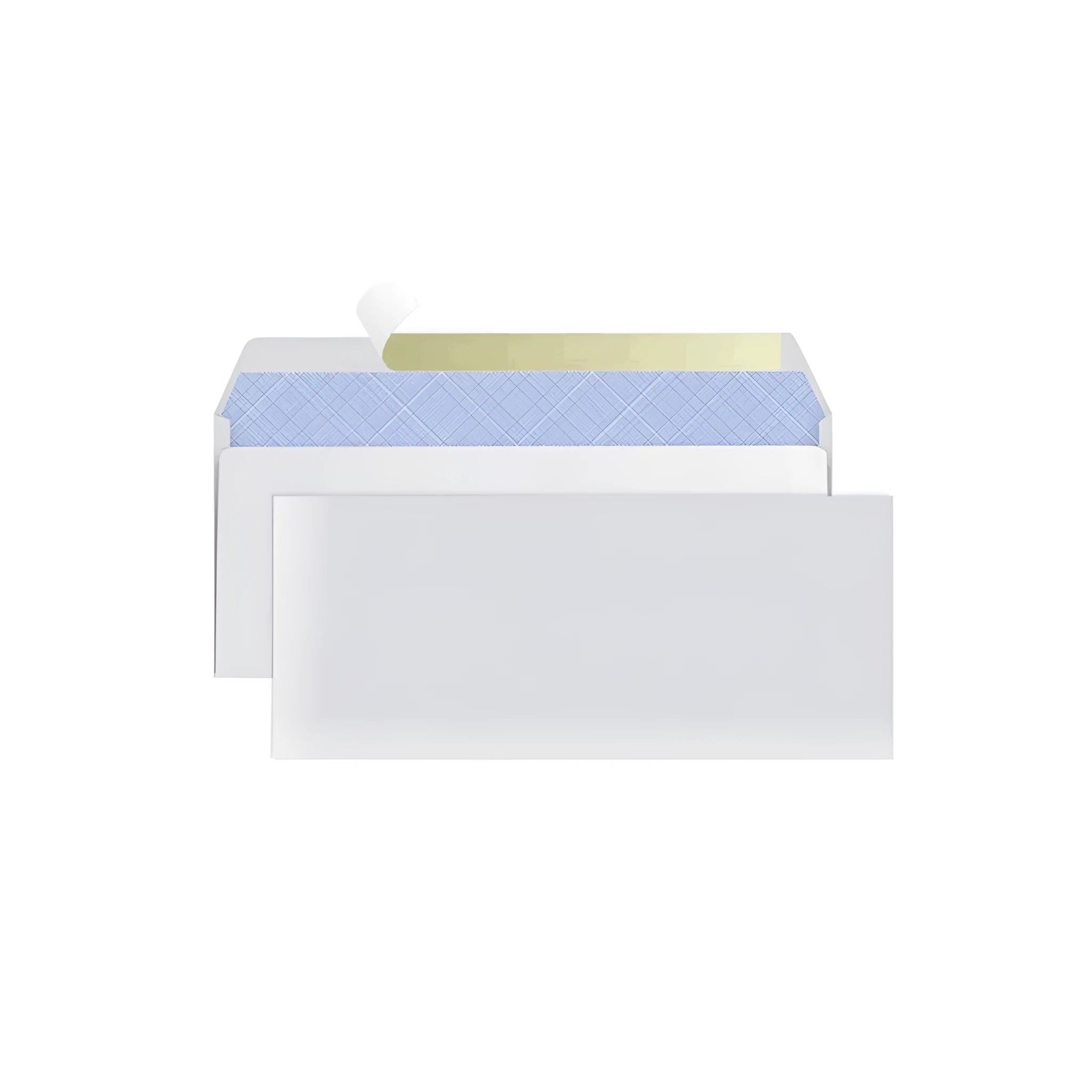 Blue anti-opening confidential envelope with self-adhesive security packaging measuring 105x240mm