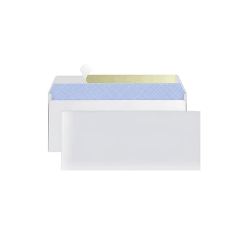 Blue anti-opening confidential envelope with self-adhesive security packaging measuring 105x240mm