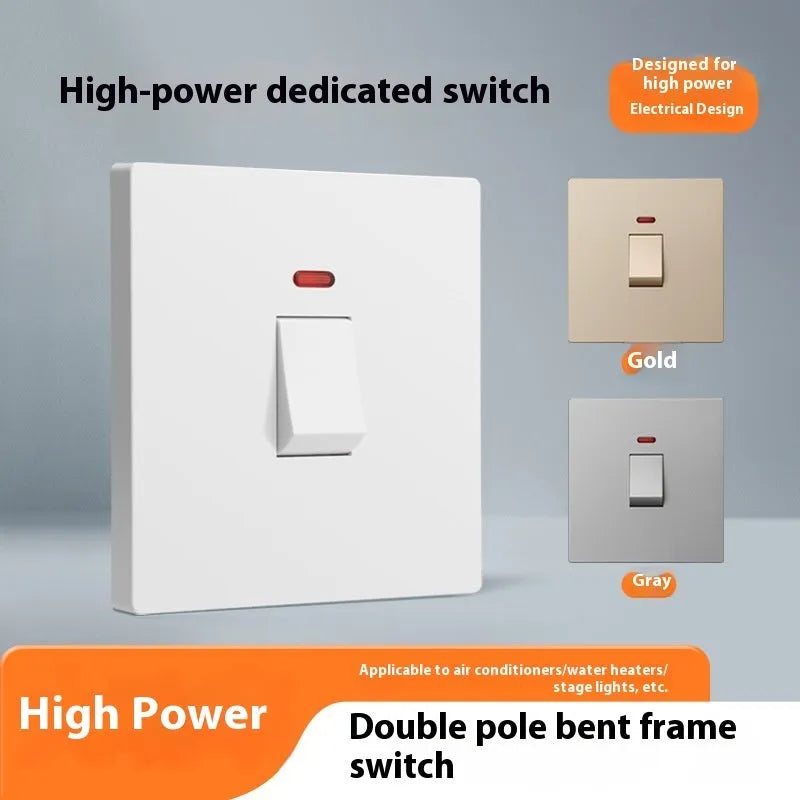 Curved rack wall switch with light panel indicator for water heater and air conditioner control