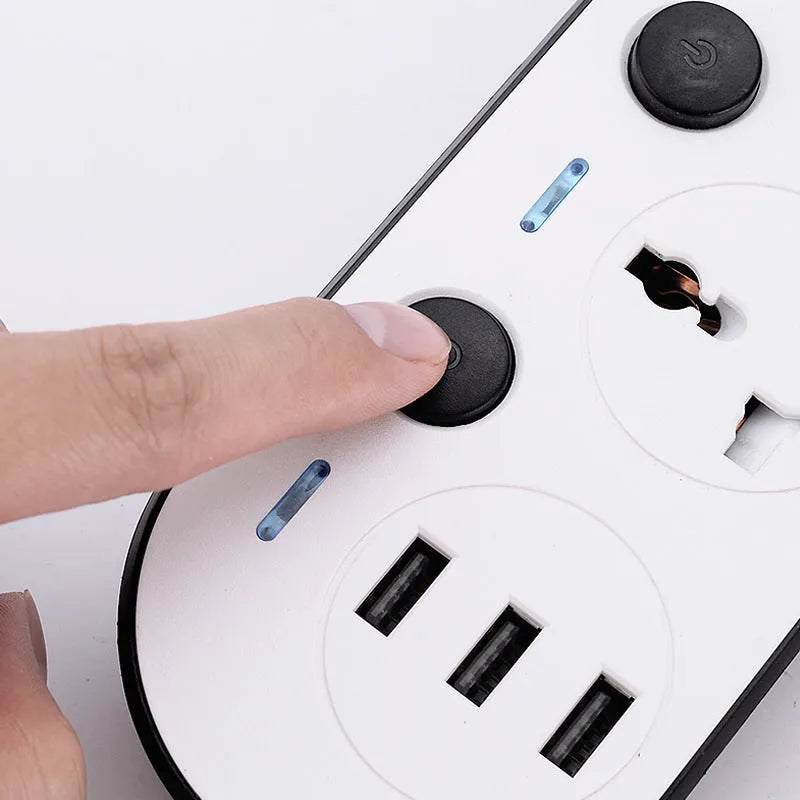 Multi-format international power strip with USB ports and switch in colour 2035u