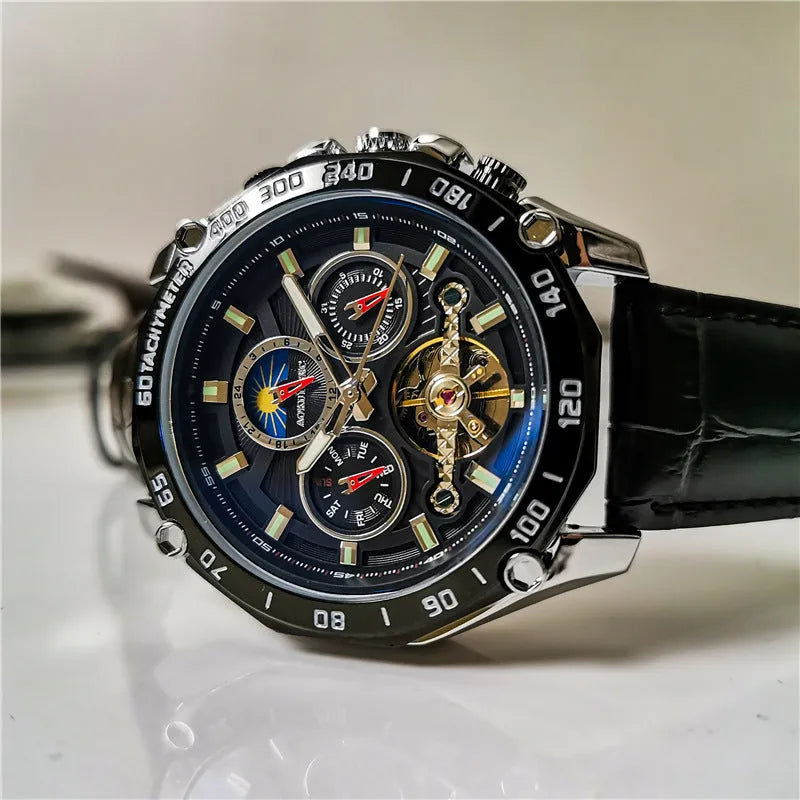 Automatic mechanical watch for men with 12mm stainless steel case in various colour combinations