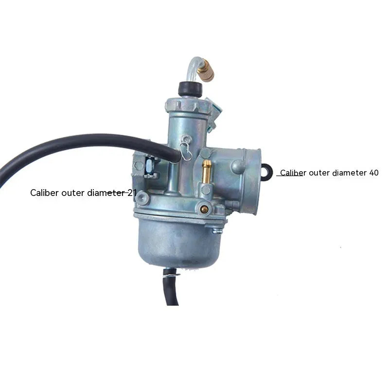 Motorcycle carburettor assembly for PE26 and Ba Jia specifications with flat suction plunger design