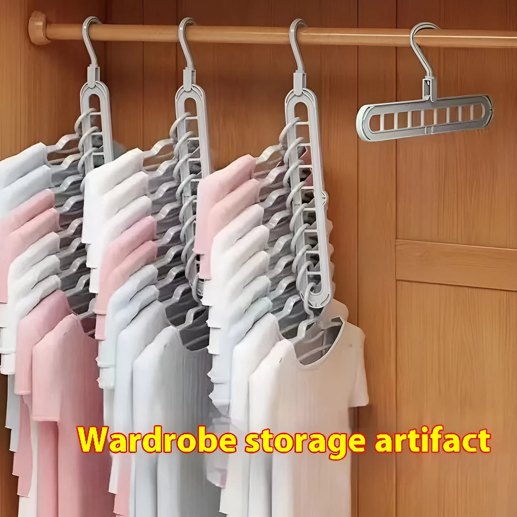 A plastic nine-hole seamless folding hanger for trousers, shown in one of five available colours.