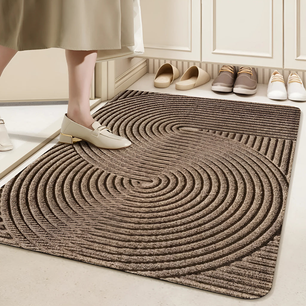 Cartoon alien pattern floor mat in modern simple style with wire ring border, 60x90cm.