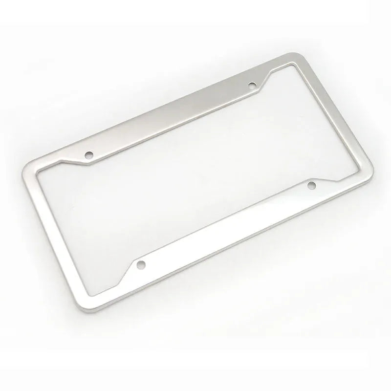 Aluminium alloy license plate frame in black, grey, silver, and steel finishes