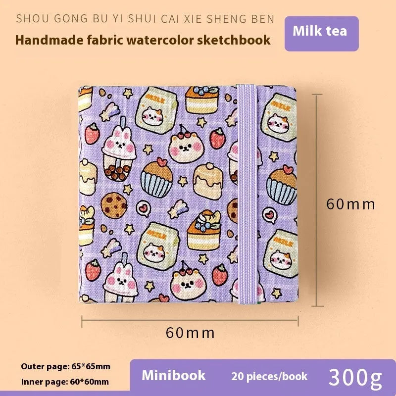 Feiluniao handmade fabric watercolour notebook with artistic cover design, 185mm length for portable sketching