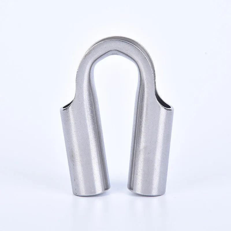 Stainless steel tubular chicken heart sleeve ring set showing round profile and various metric sizes.