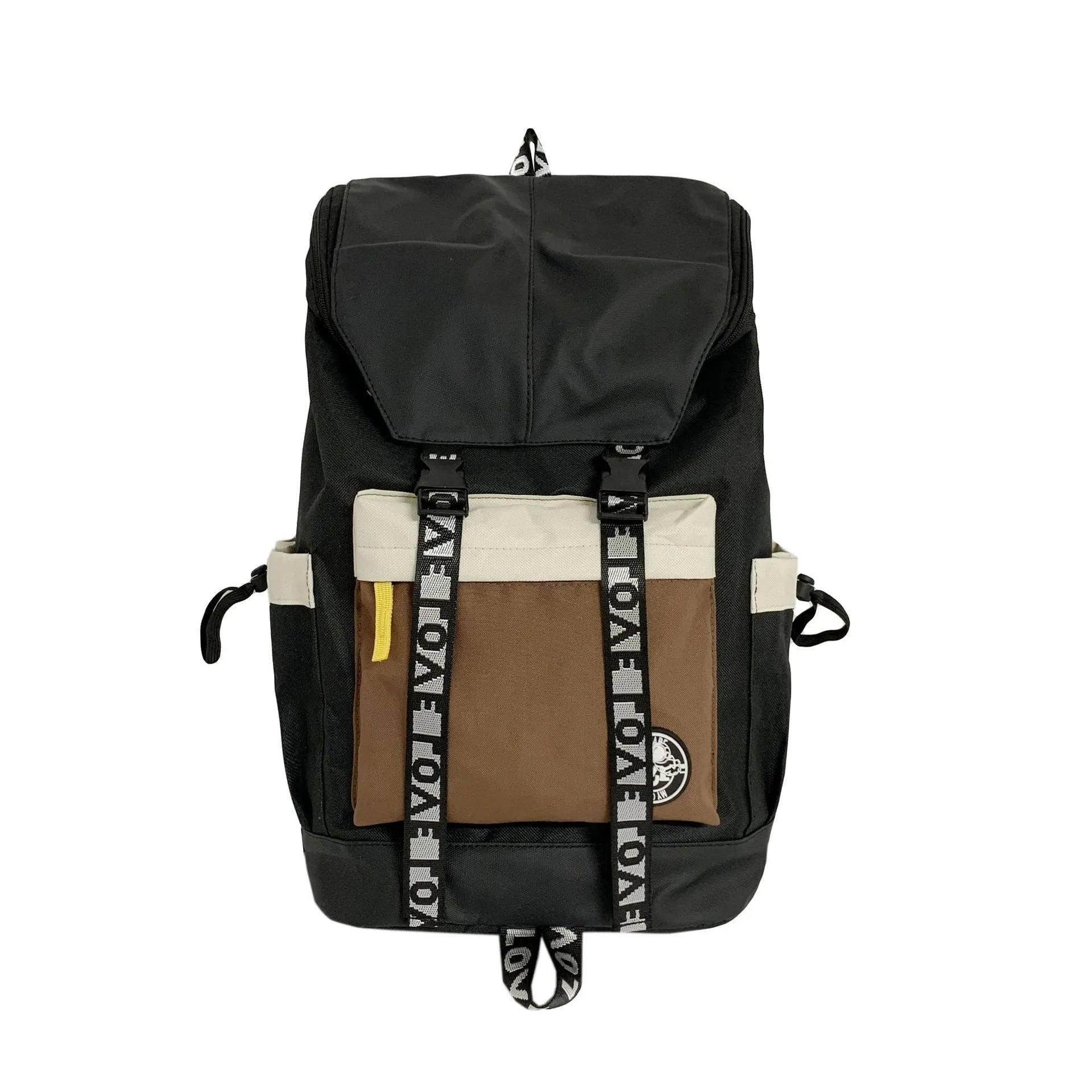 Oxford cloth backpack in black, green, or red with multiple carry handles