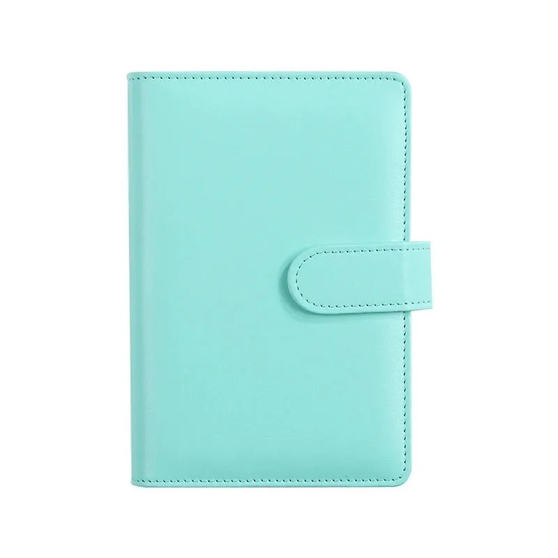 A5 PU leather zip-closure notebook shell in a solid colour, shown closed, for loose-leaf binders.