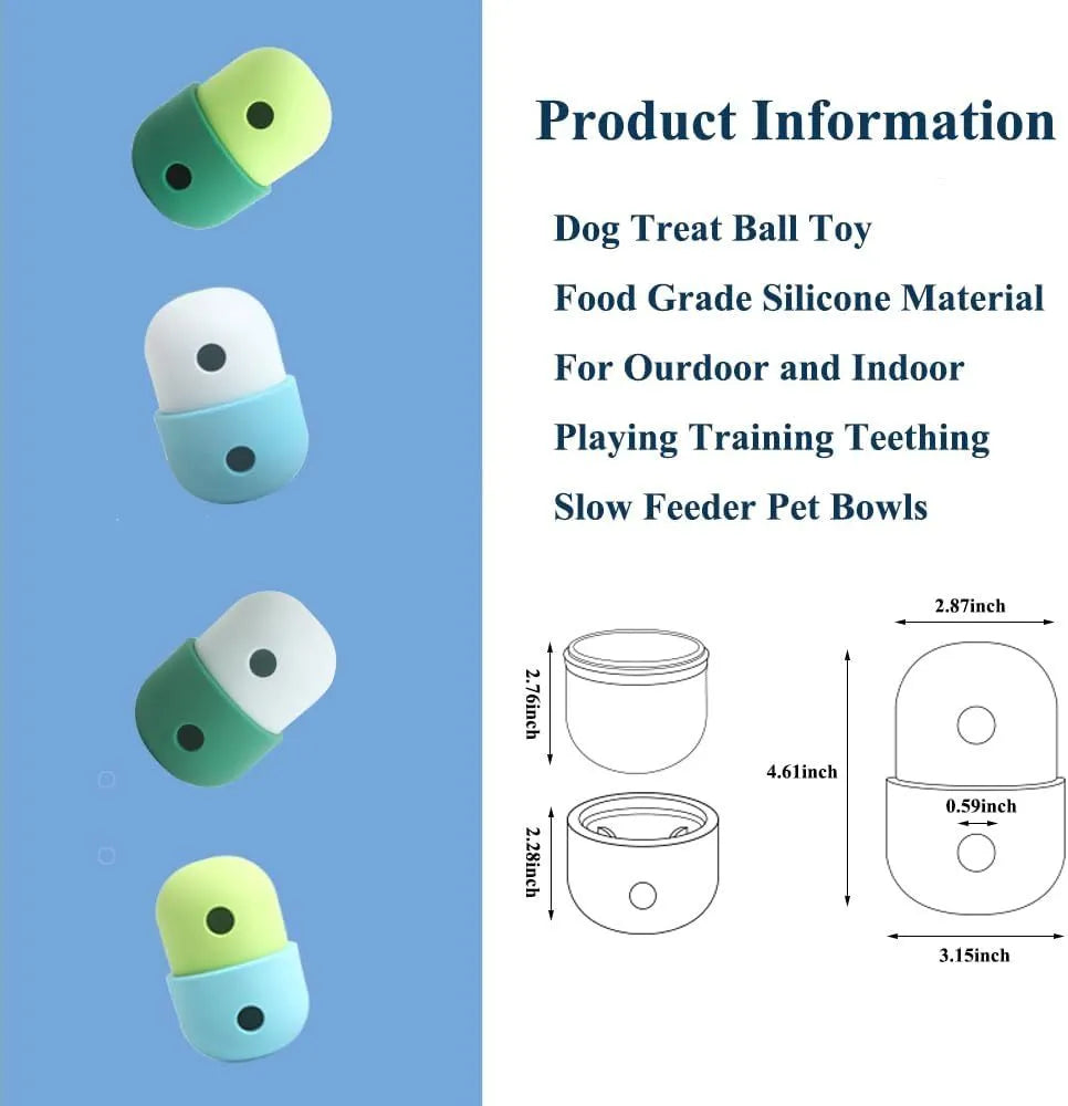 Food grade silicone dog treat puzzle toy in yellow with green colour for small medium dogs