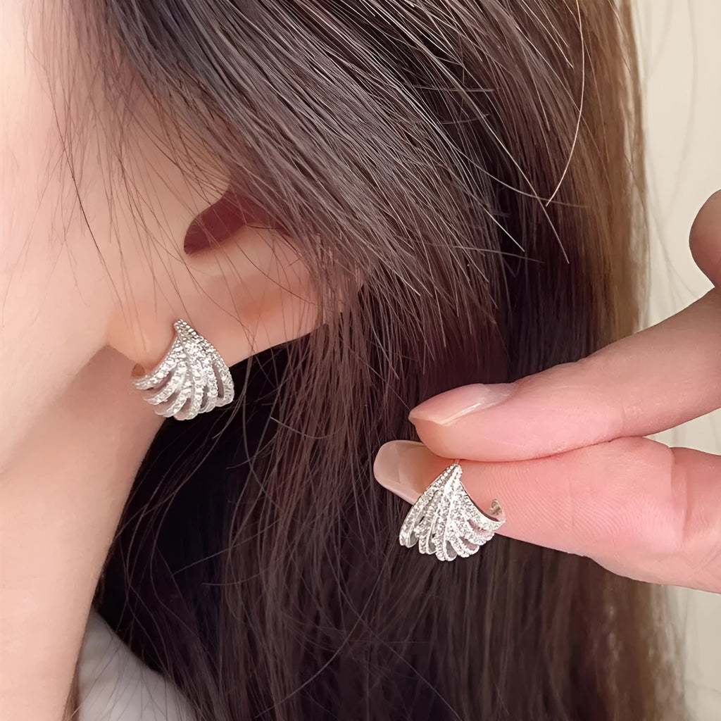 Platinum plated geometric line design zircon earrings for women in European American style