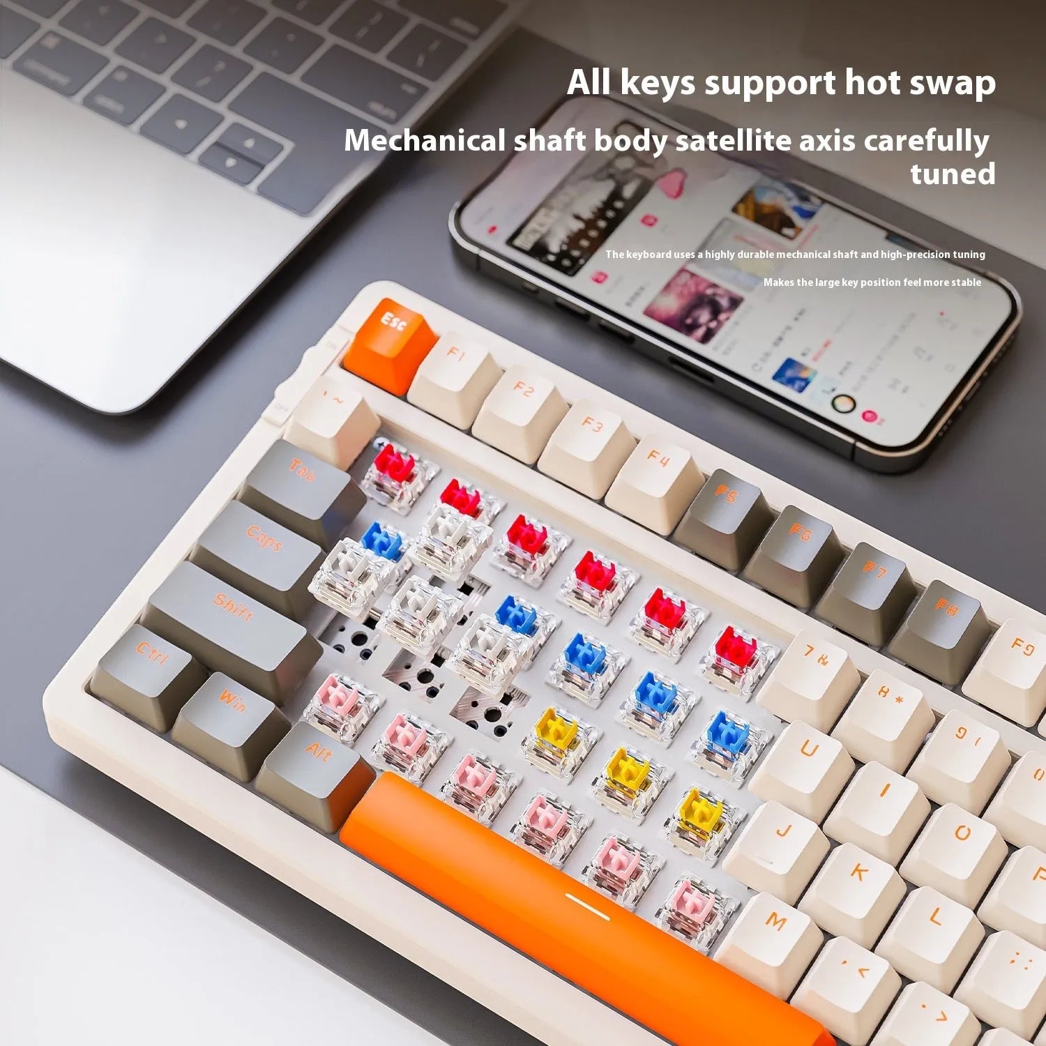 Free Wolf K96 Bluetooth mechanical keyboard in choice of four colours with compact 39cm design