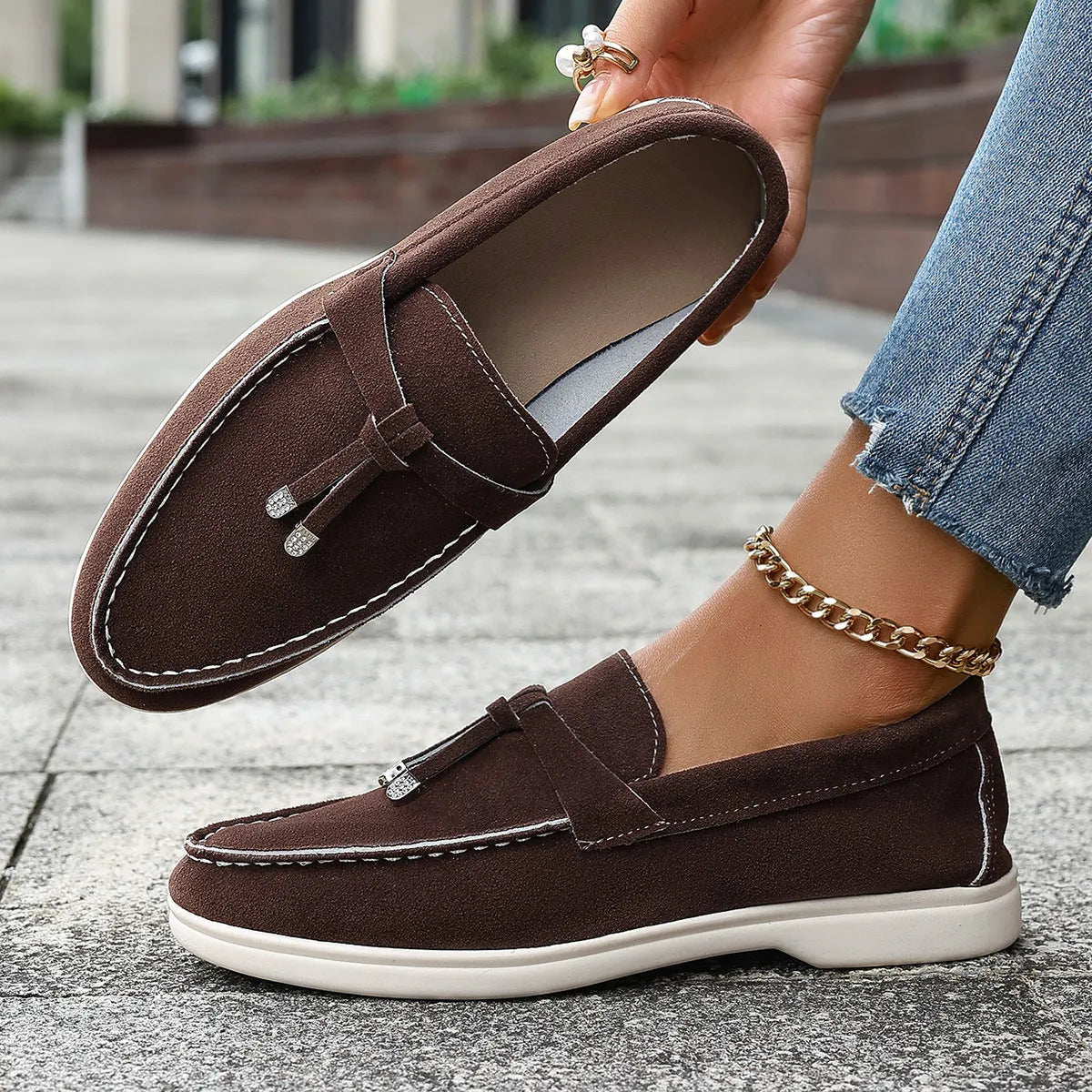Casual canvas slip-on loafers with a round toe and platform heel, shown in a choice of colours.