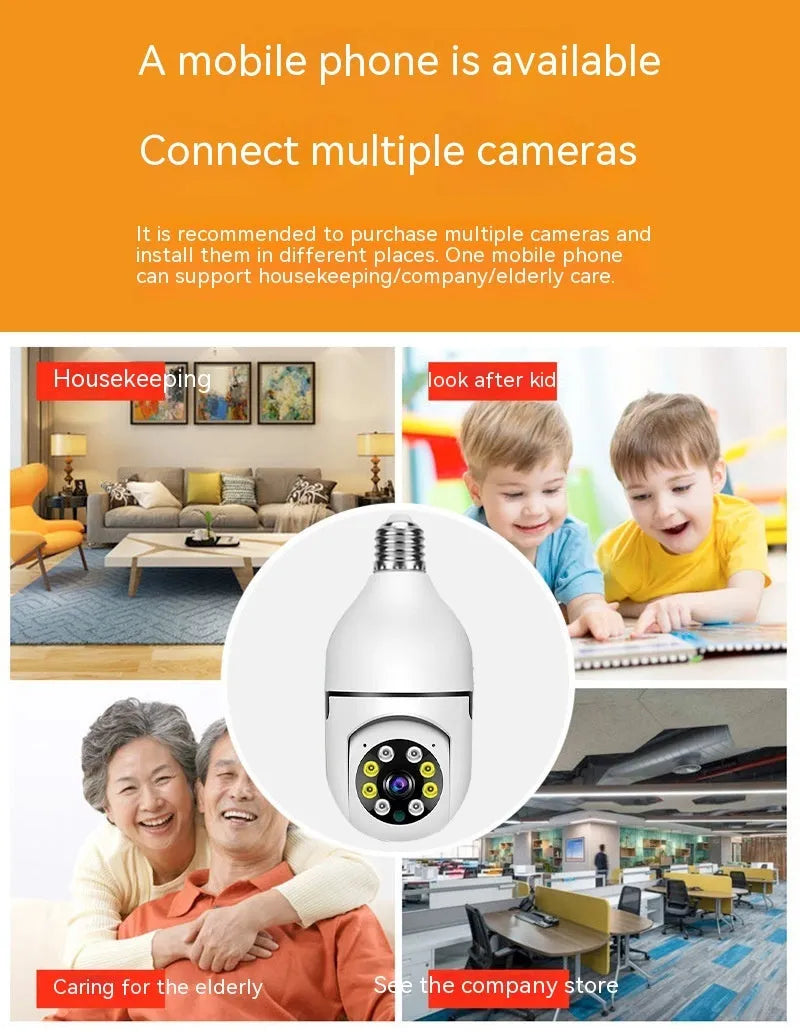 Wireless Wifi bulb security camera for lamp holders with 1080p full colour night vision